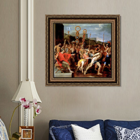 INVIN ART Framed Canvas Art Giclee Print Camille delivers the schoolmaster from Faléries to his schoolchildren by Nicolas Poussin