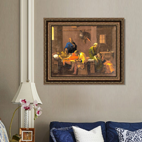 INVIN ART Framed Canvas Art Giclee Print Eudamidas' testamente by Nicolas Poussin Wall Art Living Room Home Office Decorations