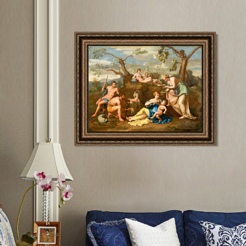INVIN ART Framed Canvas Art Giclee Print Follower of Nicolas Poussin by Nicolas Poussin Wall Art Living Room Home Office Decorations
