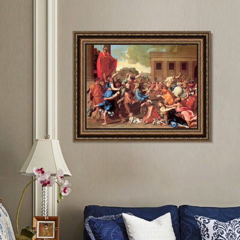 INVIN ART Framed Canvas Art Giclee Print the Rape of the Sabine Women by Nicolas Poussin Wall Art Living Room Home Office Decorations