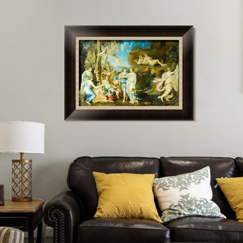 INVIN ART Framed Canvas Art Giclee Print Series#008 by Nicolas Poussin Wall Art Living Room Home Office Decorations