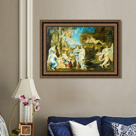 INVIN ART Framed Canvas Art Giclee Print Series#008 by Nicolas Poussin Wall Art Living Room Home Office Decorations