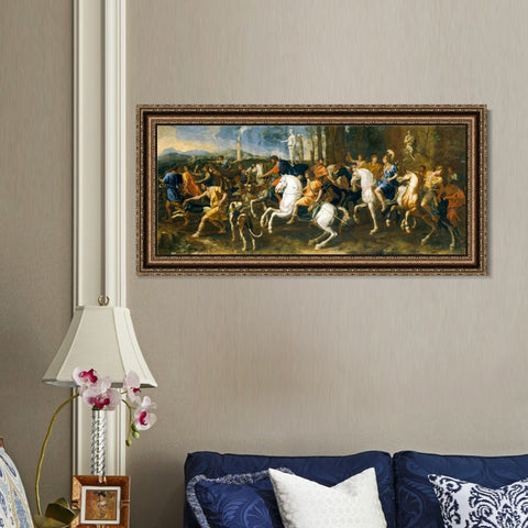 INVIN ART Framed Canvas Art Giclee Print The Meleager Hunt by Nicolas Poussin Wall Art Living Room Home Office Decorations