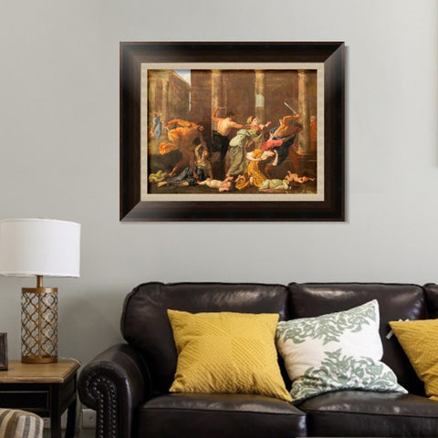 INVIN ART Framed Canvas Art Giclee Print Massacre of the innocents by Nicolas Poussin Wall Art Living Room Home Office Decorations