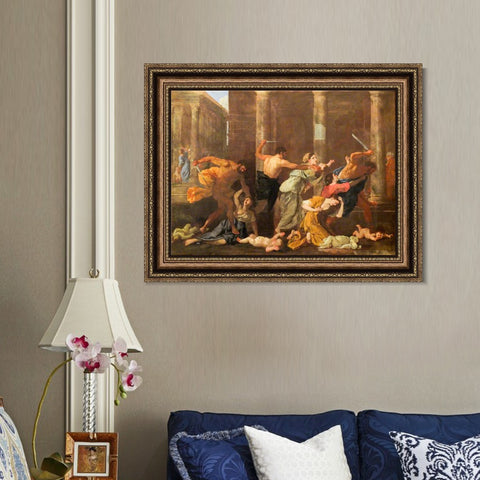 INVIN ART Framed Canvas Art Giclee Print Massacre of the innocents by Nicolas Poussin Wall Art Living Room Home Office Decorations