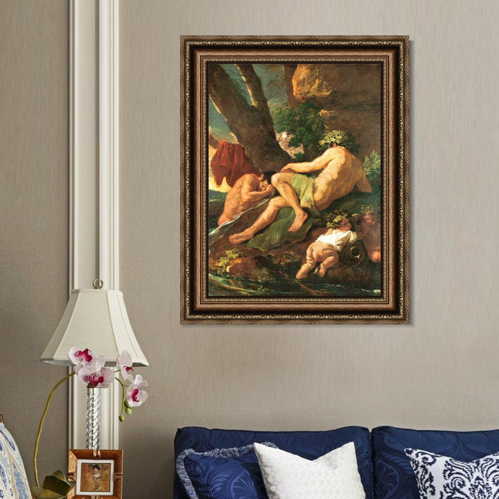 INVIN ART Framed Canvas Art Giclee Print Midas Washing at the Source of the Pactolus by Nicolas Poussin Wall Art Living Room Home Office Decorations