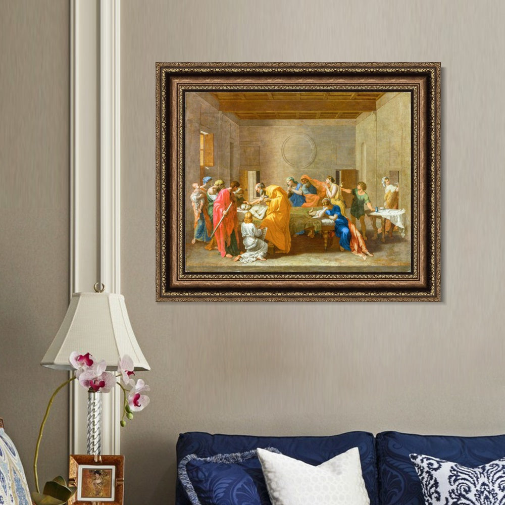 INVIN ART Framed Canvas Art Giclee Print Extreme Unction by Nicolas Poussin Wall Art
