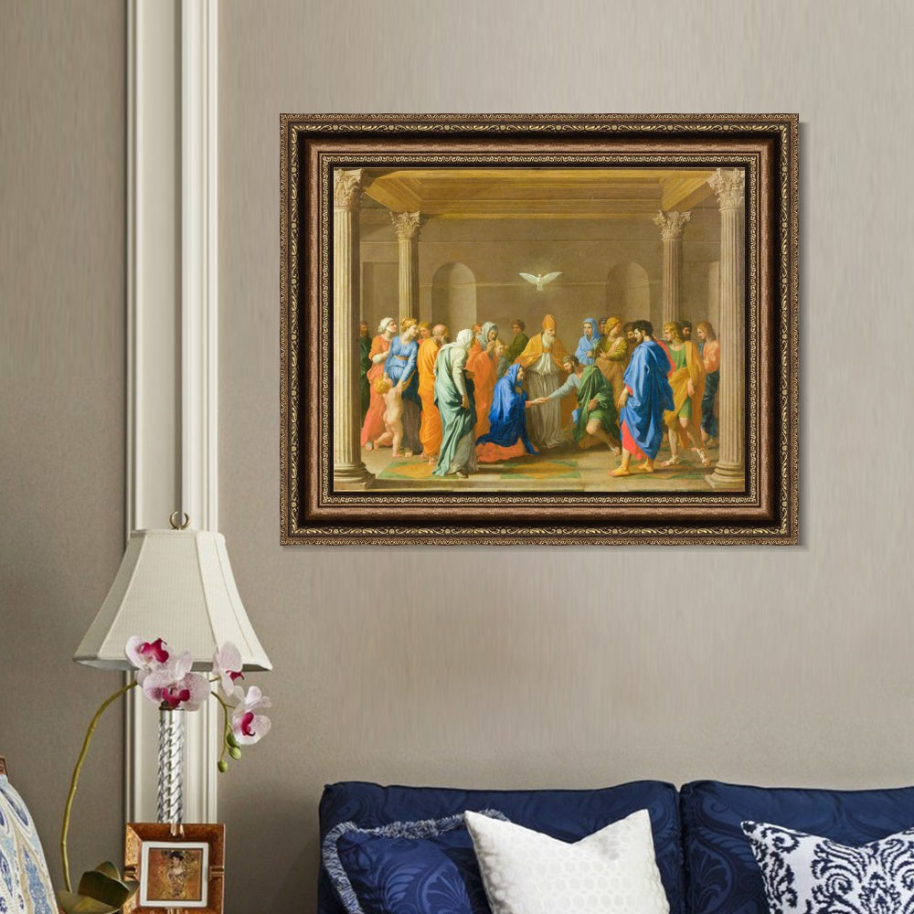 INVIN ART Framed Canvas Art Giclee Print Marriage by Nicolas Poussin Wall Art