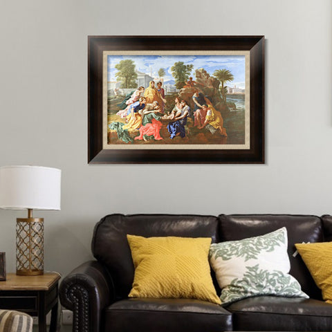 INVIN ART Framed Canvas Art Giclee Print The Finding of Moses by Nicolas Poussin Wall Art Living Room Home Office Decorations