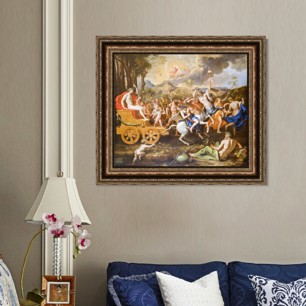 INVIN ART Framed Canvas Art Giclee Print The Triumph of Bacchus, 1635-1636 by Nicolas Poussin Wall Art Living Room Home Office Decorations