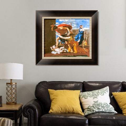 INVIN ART Framed Canvas Art Giclee Print The massacre of Innocents by Nicolas Poussin Wall Art Living Room Home Office Decorations
