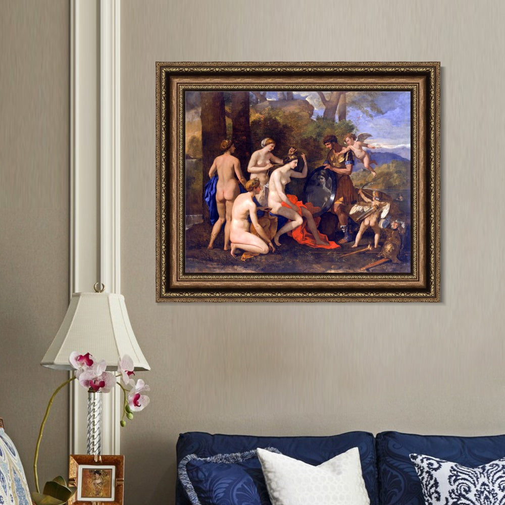 INVIN ART Framed Canvas Art Giclee Print Mars and Venus by Nicolas Poussin Wall Art Living Room Home Office Decorations