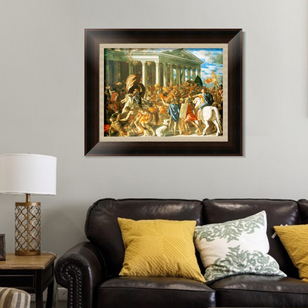 INVIN ART Framed Canvas Art Giclee Print The Destruction and Sack of the Temple of Jerusalem by Nicolas Poussin Wall Art