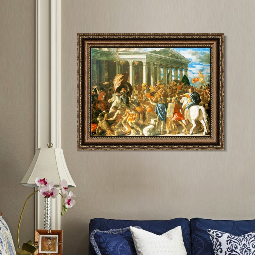 INVIN ART Framed Canvas Art Giclee Print The Destruction and Sack of the Temple of Jerusalem by Nicolas Poussin Wall Art