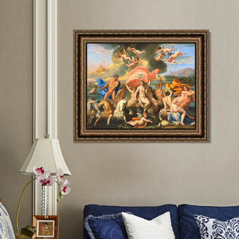 INVIN ART Framed Canvas Art Giclee Print French The Birth of Venus by Nicolas Poussin Wall Art Living Room Home Office Decorations