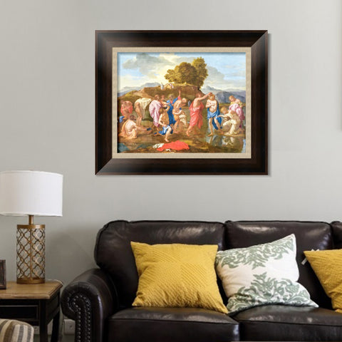 INVIN ART Framed Canvas Art Giclee Print Sacrament of Baptism by Nicolas Poussin Wall Art Living Room Home Office Decorations