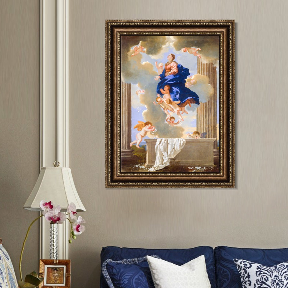 INVIN ART Framed Canvas Art Giclee Print The Assumption of the Virgin by Nicolas Poussin Wall Art