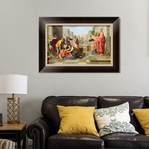 INVIN ART Framed Canvas Art Giclee Print The Death of Saphire by Nicolas Poussin Wall Art Living Room Home Office Decorations
