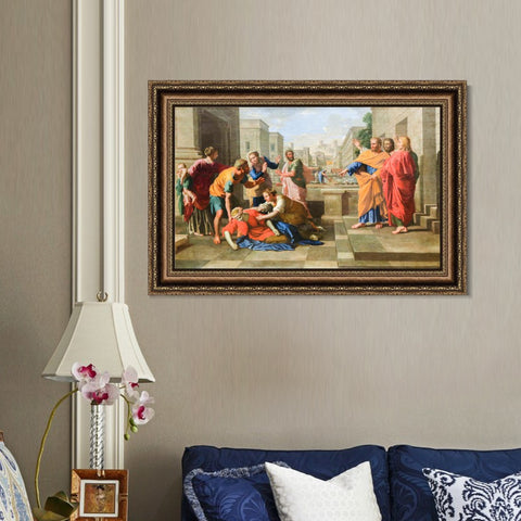 INVIN ART Framed Canvas Art Giclee Print The Death of Saphire by Nicolas Poussin Wall Art Living Room Home Office Decorations