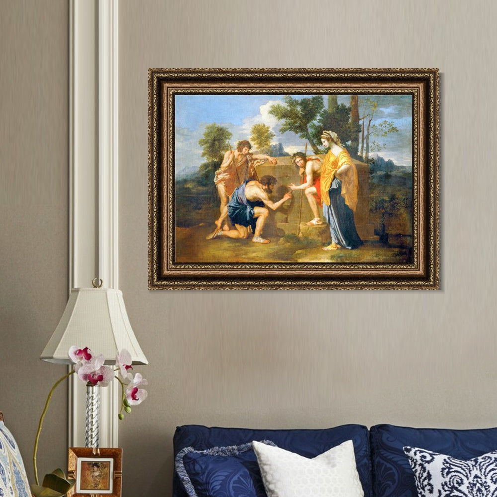 INVIN ART Framed Canvas Art Giclee Print Et in Arcadia ego by Nicolas Poussin Wall Art