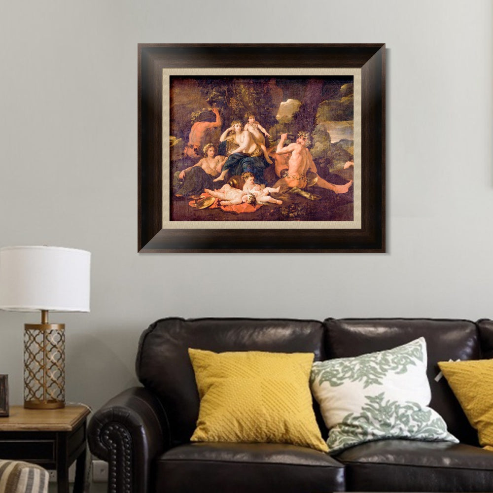 INVIN ART Framed Canvas Art Giclee Print The childhood of Bacchus by Nicolas Poussin Wall Art