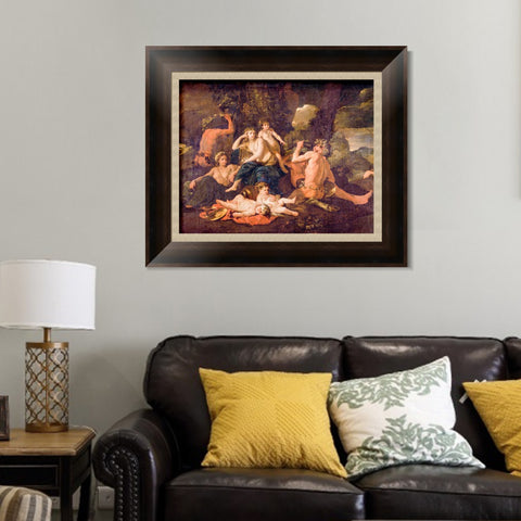INVIN ART Framed Canvas Art Giclee Print The childhood of Bacchus by Nicolas Poussin Wall Art Living Room Home Office Decorations