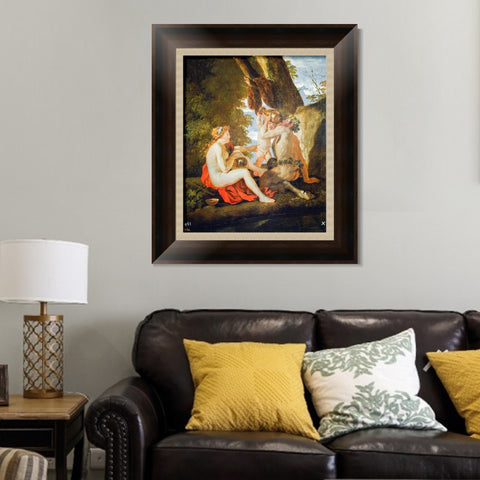 INVIN ART Framed Canvas Art Giclee Print A Bacchic Scene, 1630-31 by Nicolas Poussin Wall Art Living Room Home Office Decorations