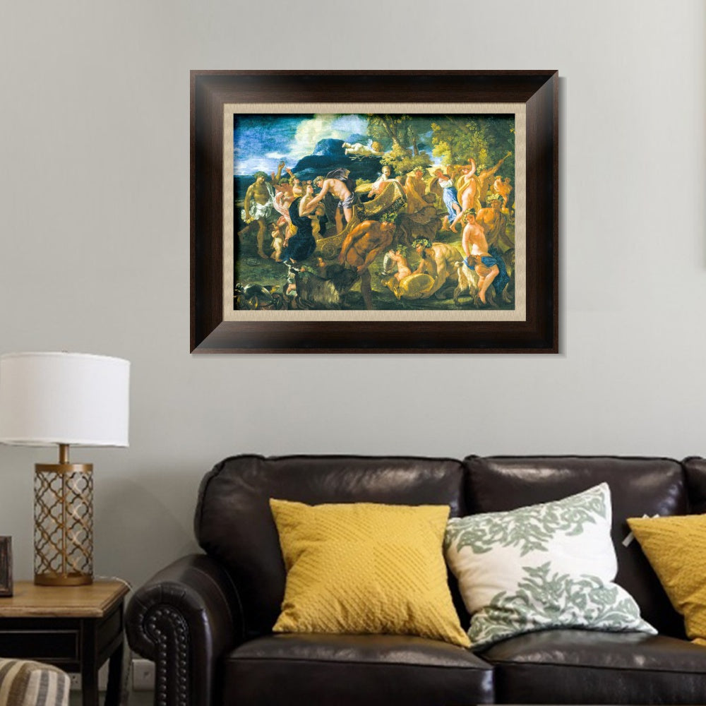 INVIN ART Framed Canvas Art Giclee Print Bacchanal, 1625-26 by Nicolas Poussin Wall Art