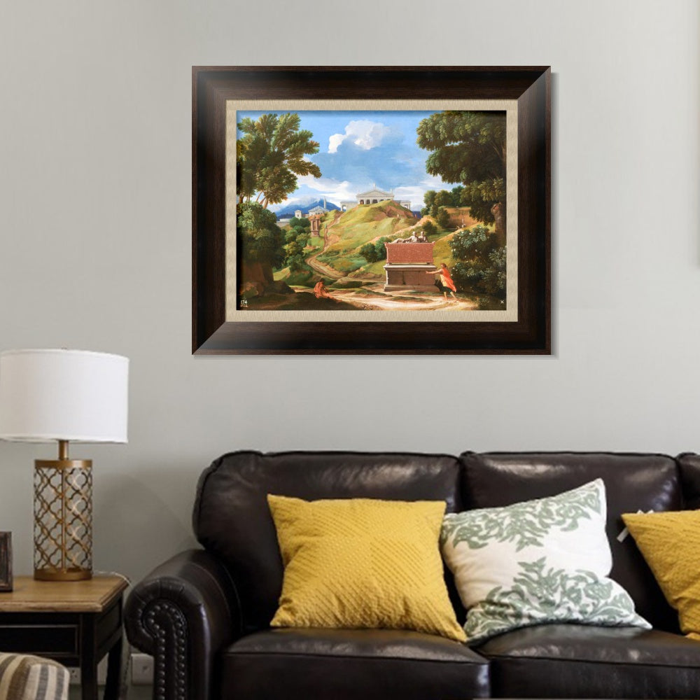 INVIN ART Framed Canvas Art Giclee Print Landscape with Ruins, Ca. 1634 by Nicolas Poussin Wall Art