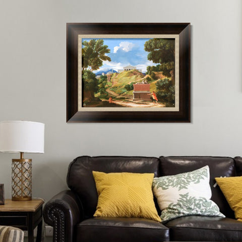INVIN ART Framed Canvas Art Giclee Print Landscape with Ruins, Ca. 1634 by Nicolas Poussin Wall Art Living Room Home Office Decorations