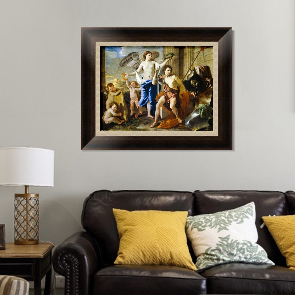 INVIN ART Framed Canvas Art Giclee Print The Triumph of David, Ca. 1630 by Nicolas Poussin Wall Art