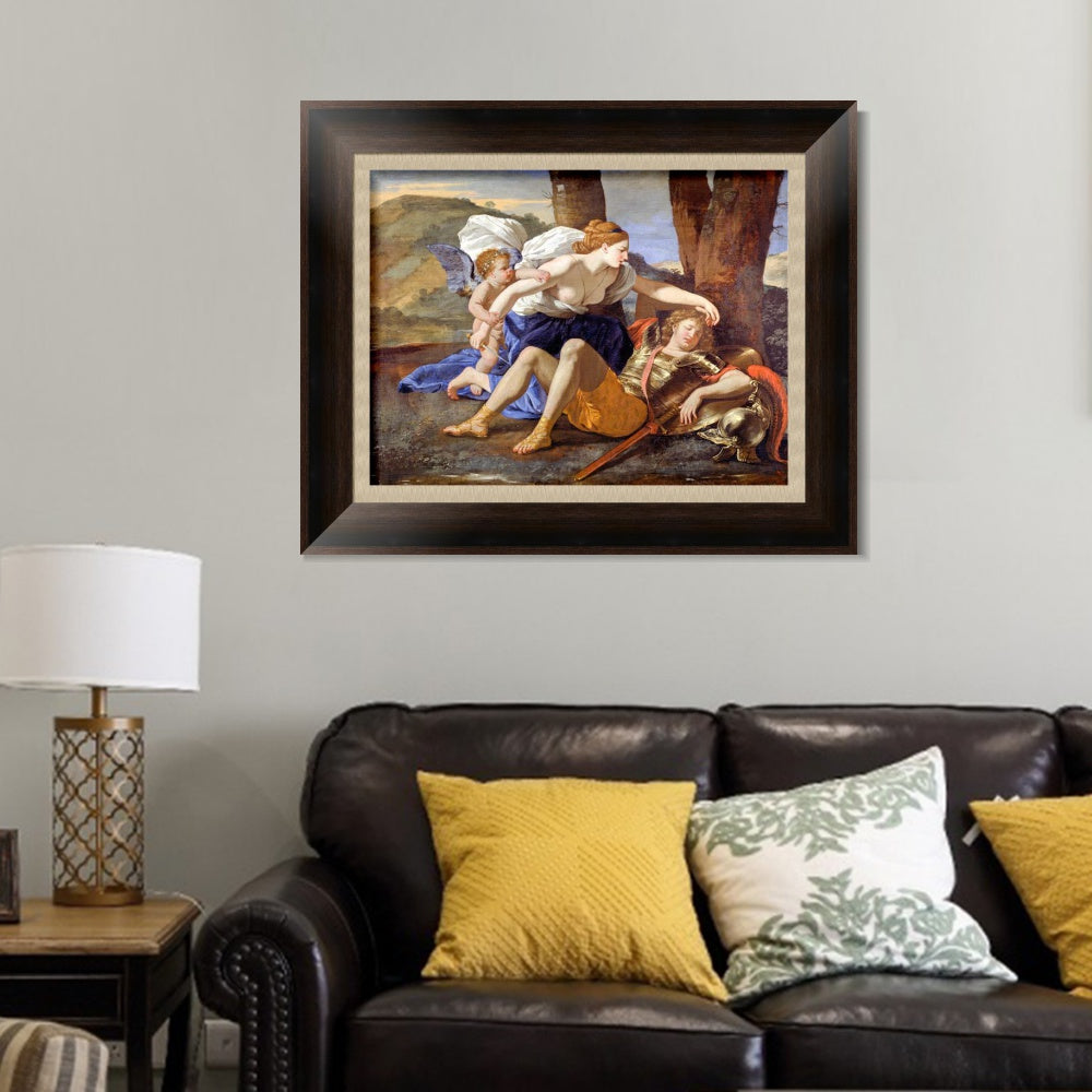 INVIN ART Framed Canvas Art Giclee Print Rinaldo and Armida by Nicolas Poussin Wall Art