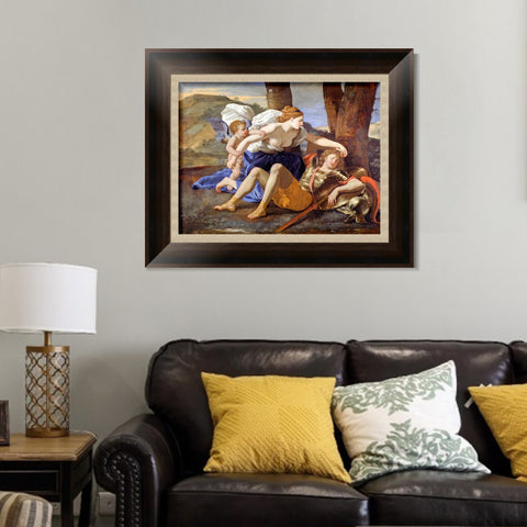 INVIN ART Framed Canvas Art Giclee Print Rinaldo and Armida by Nicolas Poussin Wall Art Living Room Home Office Decorations