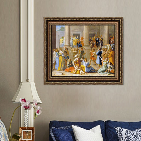 INVIN ART Framed Canvas Art Giclee Print The Triumph of David by Nicolas Poussin Wall Art Living Room Home Office Decorations