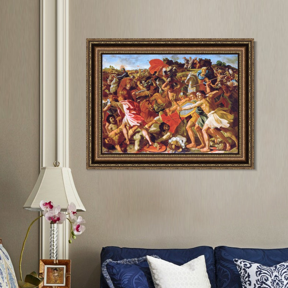 INVIN ART Framed Canvas Art Giclee Print The Victory of Joshua over the Amalekites by Nicolas Poussin Wall Art