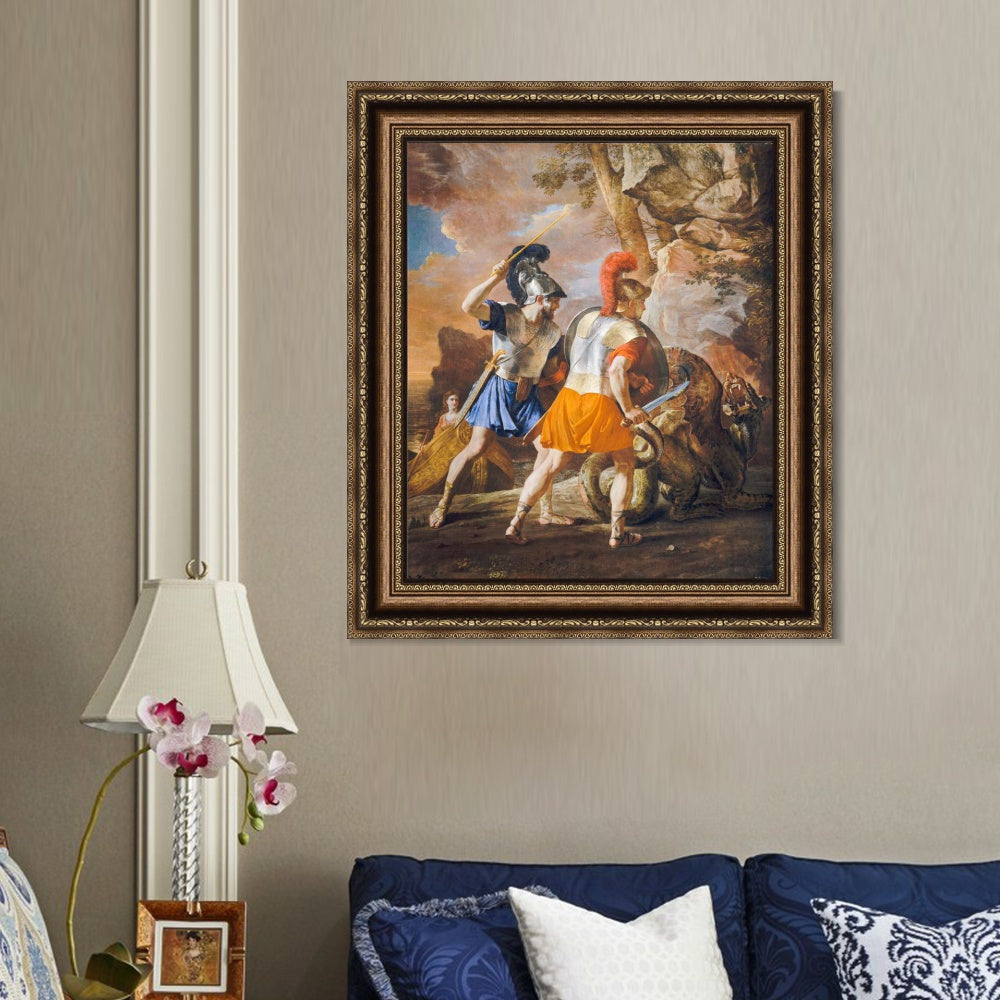INVIN ART Framed Canvas Art Giclee Print The Companions of Rinaldo by Nicolas Poussin Wall Art
