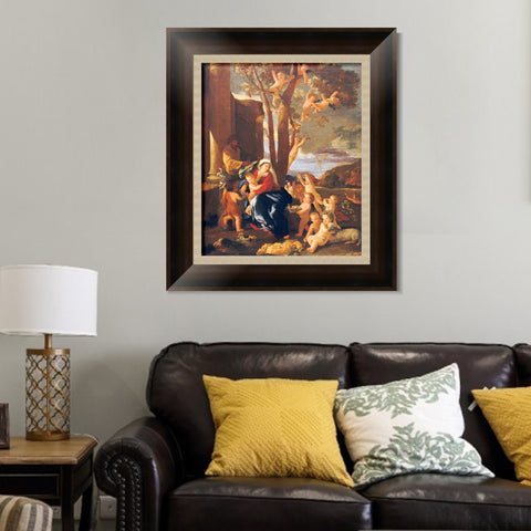 INVIN ART Framed Canvas Art Giclee Print The Rest on the Flight into Egypt by Nicolas Poussin Wall Art Living Room Home Office Decorations