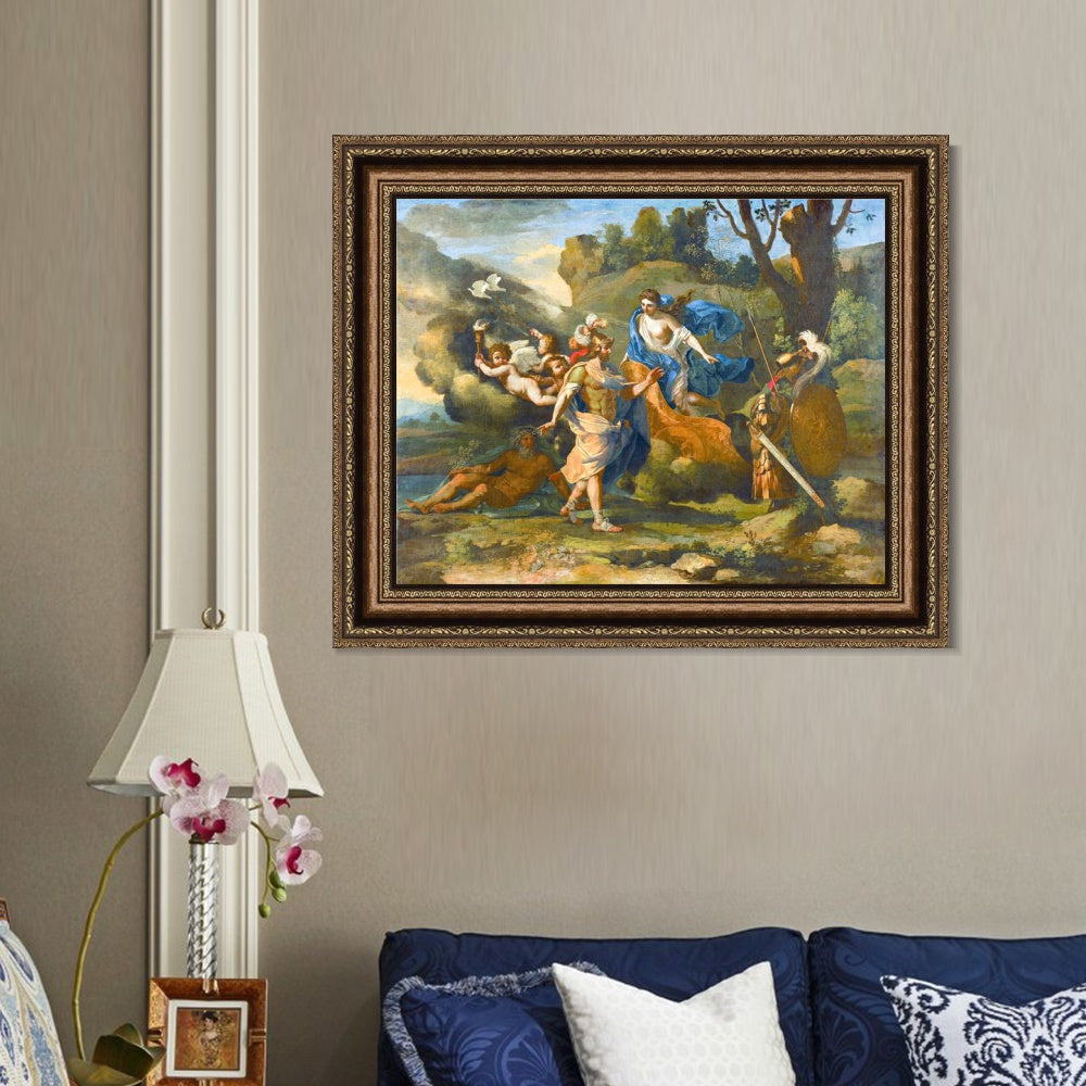 INVIN ART Framed Canvas Art Giclee Print Venus Showing Her Arms to Angry by Nicolas Poussin Wall Art