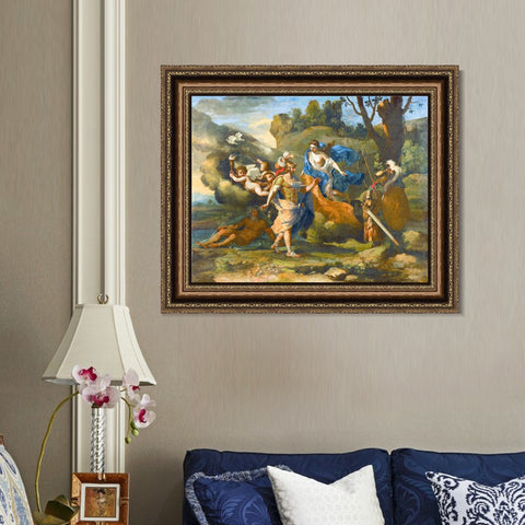 INVIN ART Framed Canvas Art Giclee Print Venus Showing Her Arms to Angry by Nicolas Poussin Wall Art Living Room Home Office Decorations