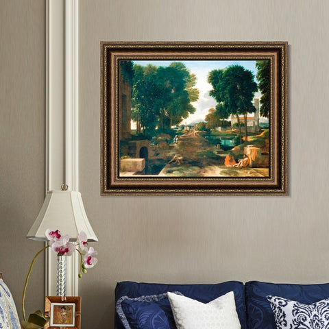 INVIN ART Framed Canvas Art Giclee Print Series#061 by Nicolas Poussin Wall Art Living Room Home Office Decorations