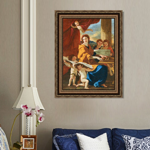 INVIN ART Framed Canvas Art Giclee Print Sainte Cécile by Nicolas Poussin Wall Art Living Room Home Office Decorations