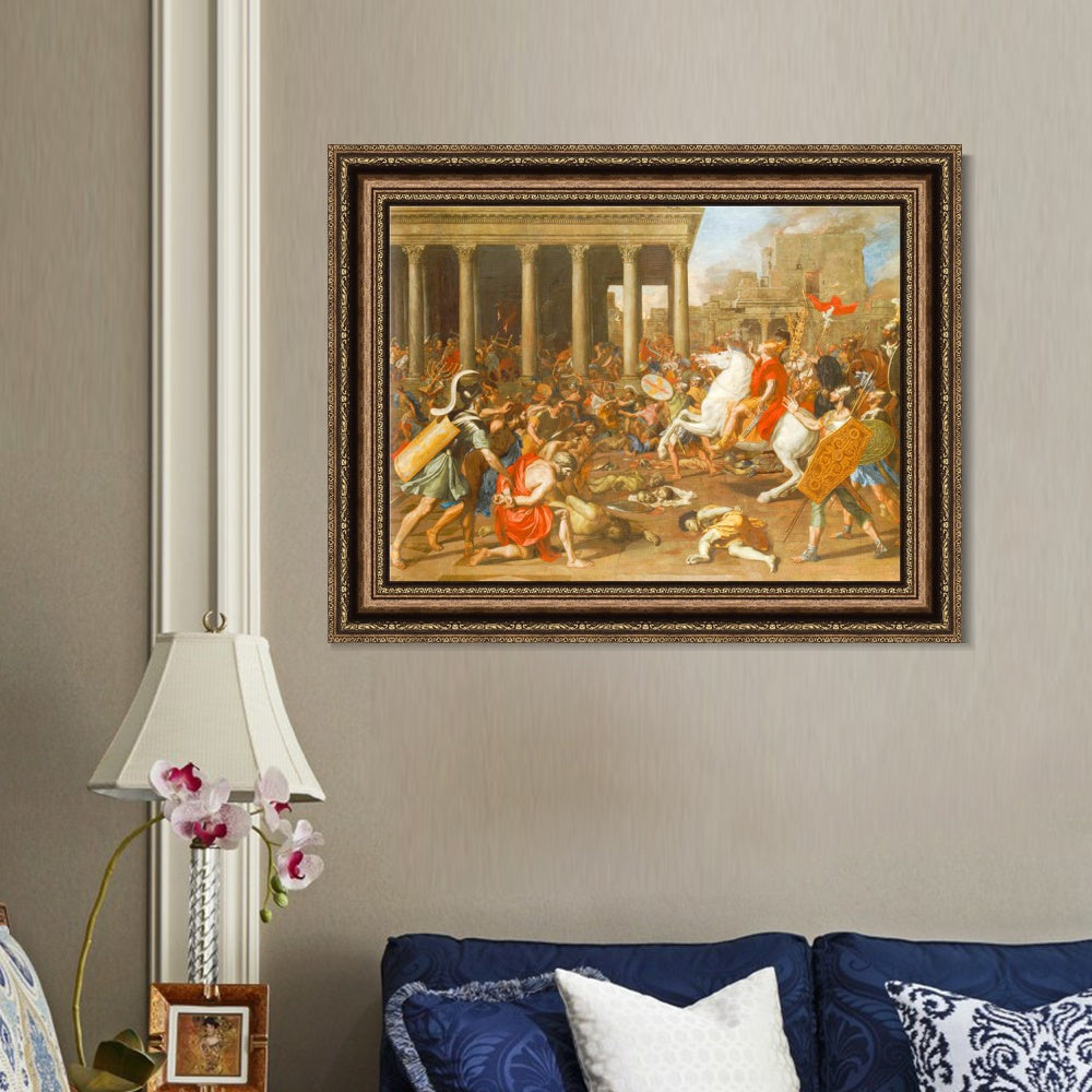 INVIN ART Framed Canvas Art Giclee Print The Conquest of Jerusalem by Emperor by Nicolas Poussin Wall Art