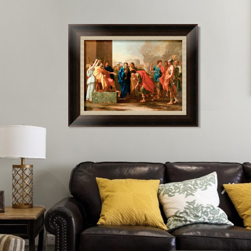 INVIN ART Framed Canvas Art Giclee Print The continence of Scipio by Emperor by Nicolas Poussin Wall Art