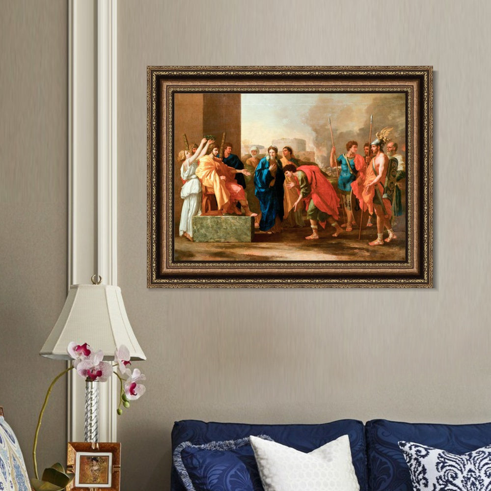 INVIN ART Framed Canvas Art Giclee Print The continence of Scipio by Emperor by Nicolas Poussin Wall Art