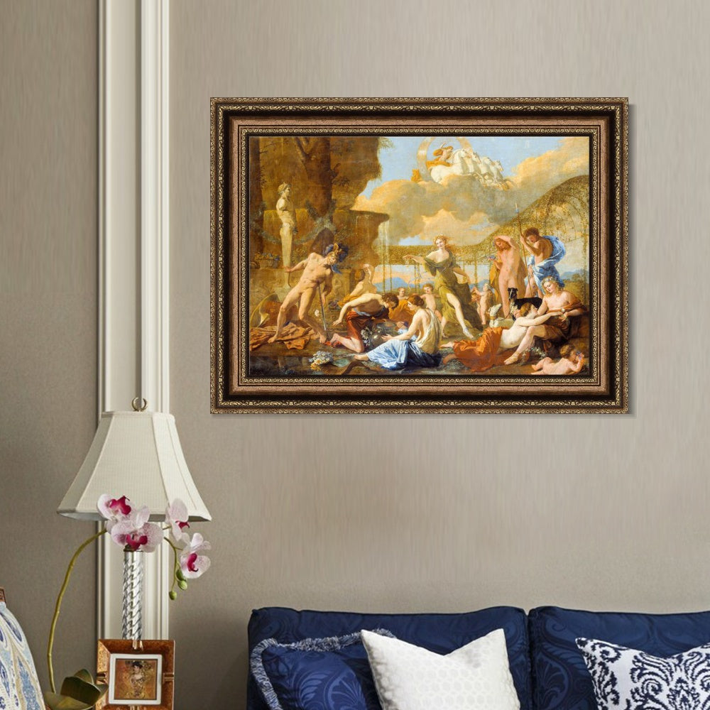 INVIN ART Framed Canvas Art Giclee Print The Empire of Flora (1631) by Emperor by Nicolas Poussin Wall Art