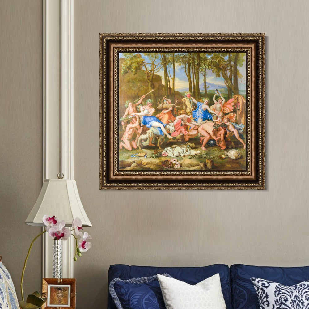INVIN ART Framed Canvas Art Giclee Print The Triumph of Pan, 1636 by Nicolas Poussin Wall Art