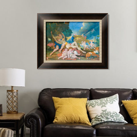 INVIN ART Framed Canvas Art Giclee Print Venus and Adonis by Emperor by Nicolas Poussin Wall Art Living Room Home Office Decorations