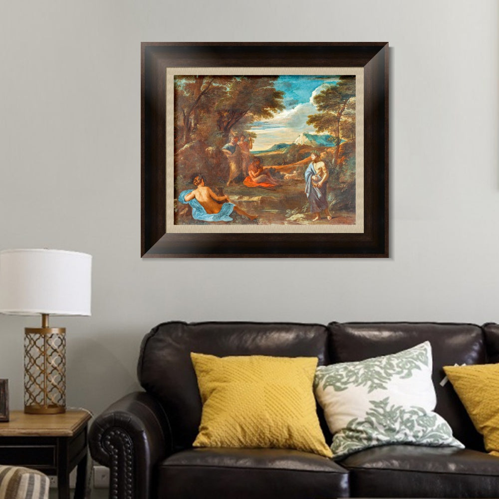 INVIN ART Framed Canvas Art Giclee Print Landscape with Apollo by Emperor by Nicolas Poussin Wall Art