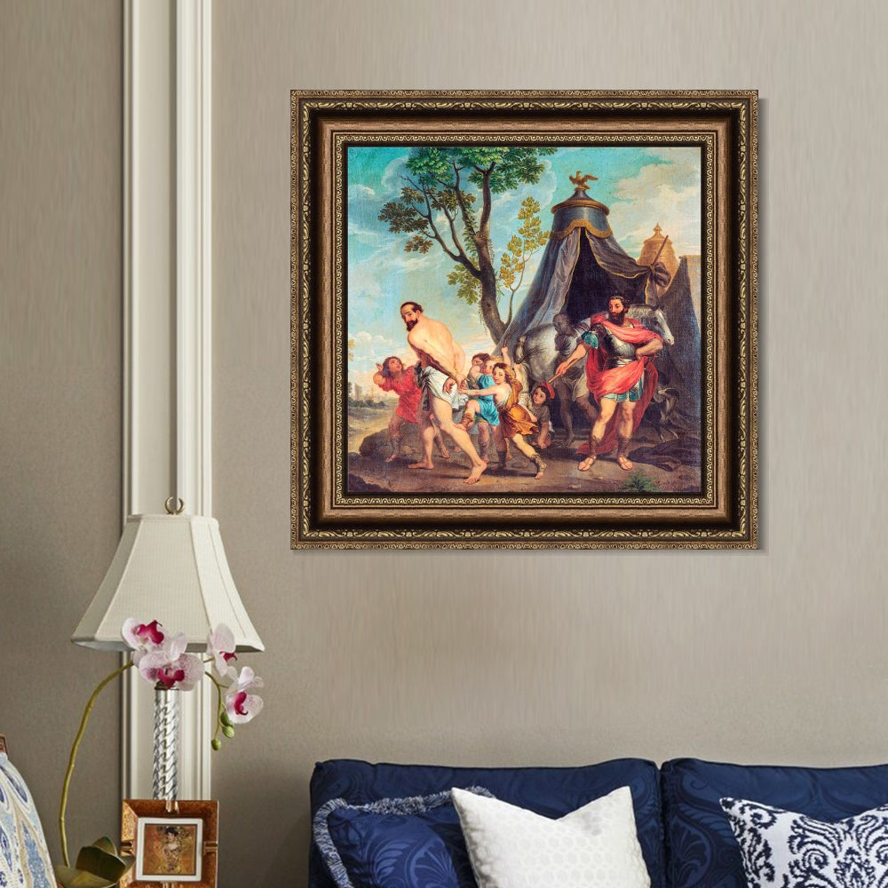 INVIN ART Framed Canvas Art Giclee Print Camilla and the Schoolmaster of Falerii by Nicolas Poussin Wall Art