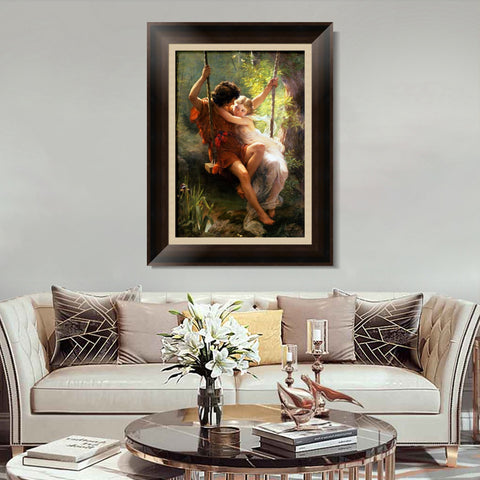 INVIN ART Framed Canvas Art Giclee Print Spring Time by Pierre Auguste Cot Wall Art Living Room Home Office Decorations